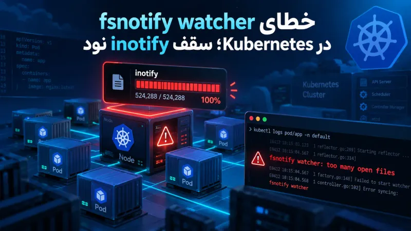 خطای fsnotify watcher در Kubernetes؛ سقف inotify نود